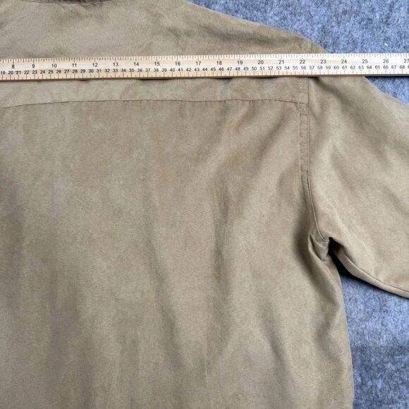 Kenneth Cole Reaction Dress Shirt Mens 17 Tan 100% Polyester Collared Button-Up - Picture 6 of 8